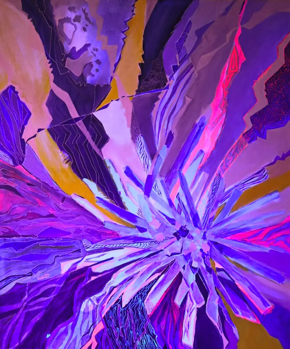 Neonfarbenes Kunstwerk von Jutta Reindler im herzo ART Space Herzogenaurach